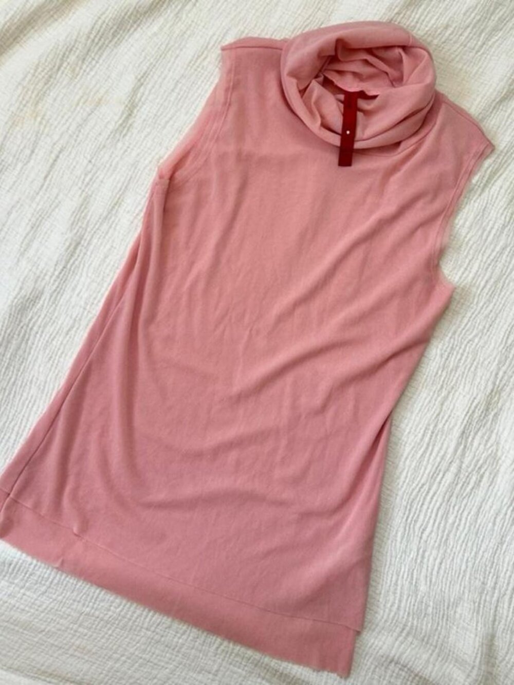 Vintage Ibiza Italian Couture Slinky Baby Pink Turtleneck Sleeveless Top ⭐️